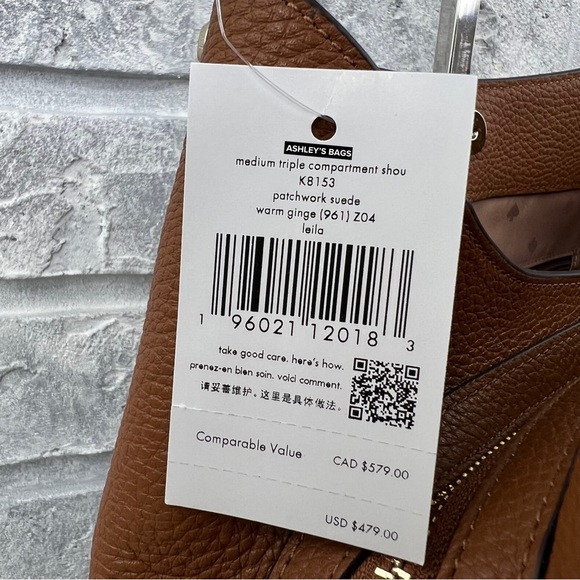 Kate Spade Leila Medium Patchwork Suede Triple Compartment Shoulder Bag Tote - Picture 9 of 9